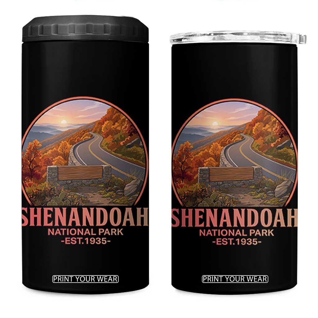 Shenandoah National Park 4 in 1 Can Cooler Tumbler Vintage Virginia Mountain Landscape TS14 One Size: 16 oz Black Print Your Wear