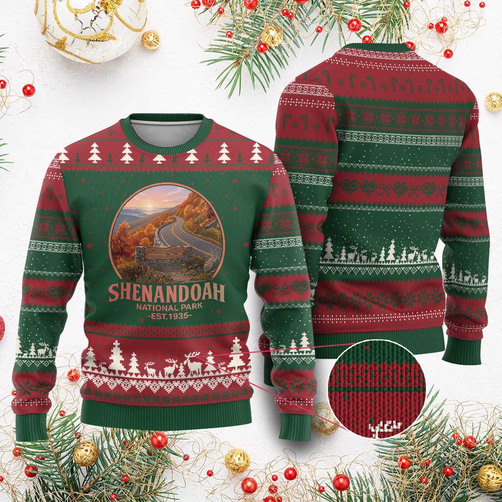 Shenandoah National Park Ugly Christmas Sweater Vintage Virginia Mountain Landscape TS14 Red Green Print Your Wear