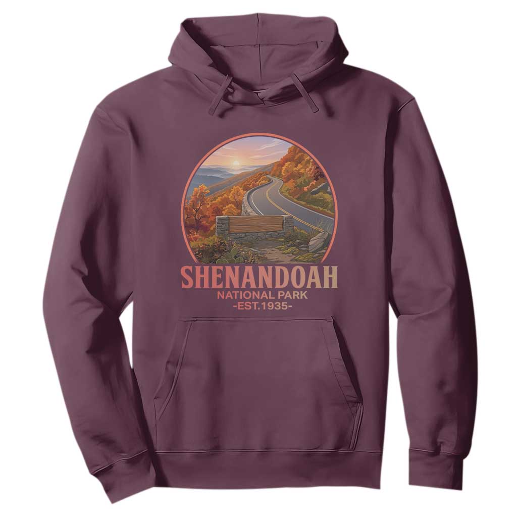 Shenandoah National Park Hoodie Vintage Virginia Mountain Landscape TS14 Maroon Print Your Wear