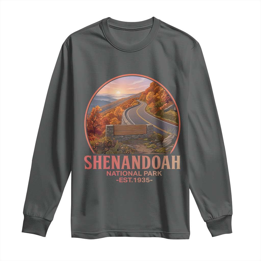 Shenandoah National Park Long Sleeve Shirt Vintage Virginia Mountain Landscape TS14 Dark Heather Print Your Wear