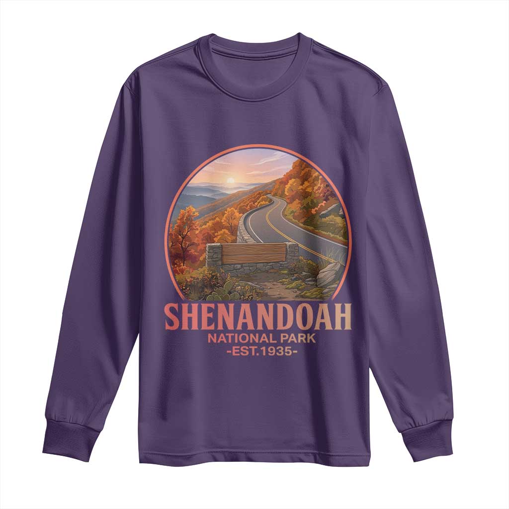 Shenandoah National Park Long Sleeve Shirt Vintage Virginia Mountain Landscape TS14 Purple Print Your Wear