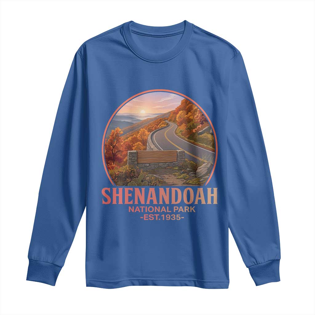 Shenandoah National Park Long Sleeve Shirt Vintage Virginia Mountain Landscape TS14 Royal Blue Print Your Wear
