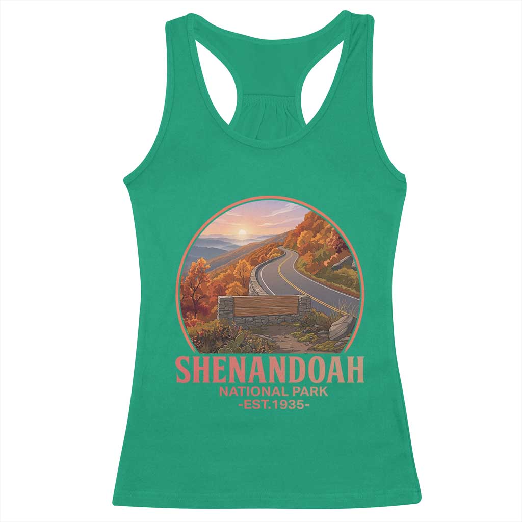 Shenandoah National Park Racerback Tank Top Vintage Virginia Mountain Landscape TS14 Irish Green Print Your Wear