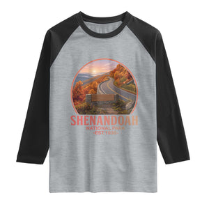 Shenandoah National Park Raglan Shirt Vintage Virginia Mountain Landscape TS14 Heather Gray Black Print Your Wear