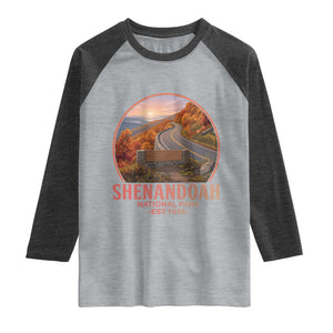 Shenandoah National Park Raglan Shirt Vintage Virginia Mountain Landscape TS14 Heather Gray Heather Charcoal Print Your Wear
