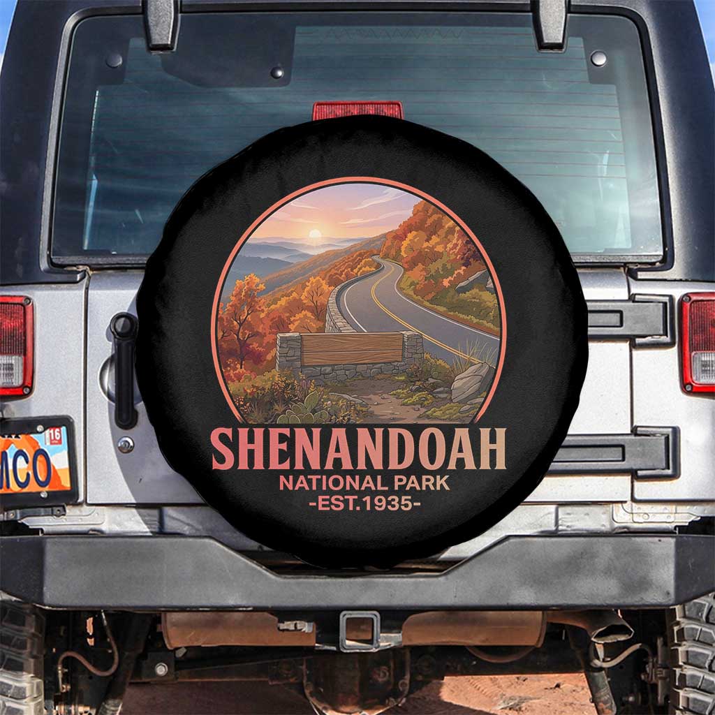Shenandoah National Park Spare Tire Cover Vintage Virginia Mountain Landscape TS14 No hole Black Print Your Wear