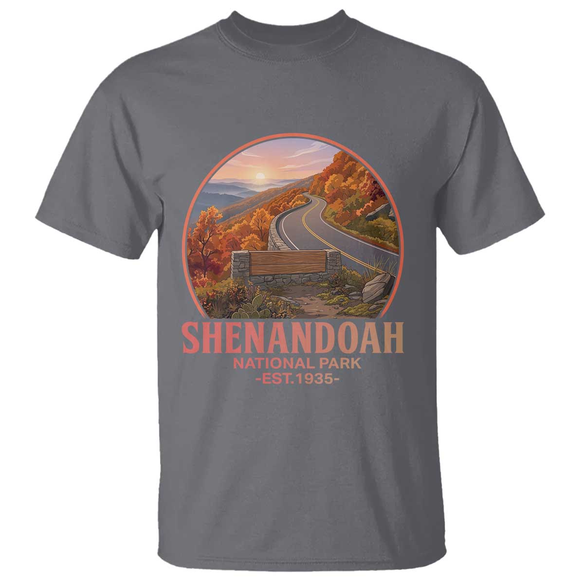 Shenandoah National Park T Shirt Vintage Virginia Mountain Landscape TS14 Charcoal Print Your Wear