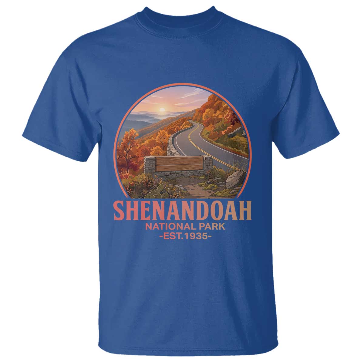 Shenandoah National Park T Shirt Vintage Virginia Mountain Landscape TS14 Royal Blue Print Your Wear