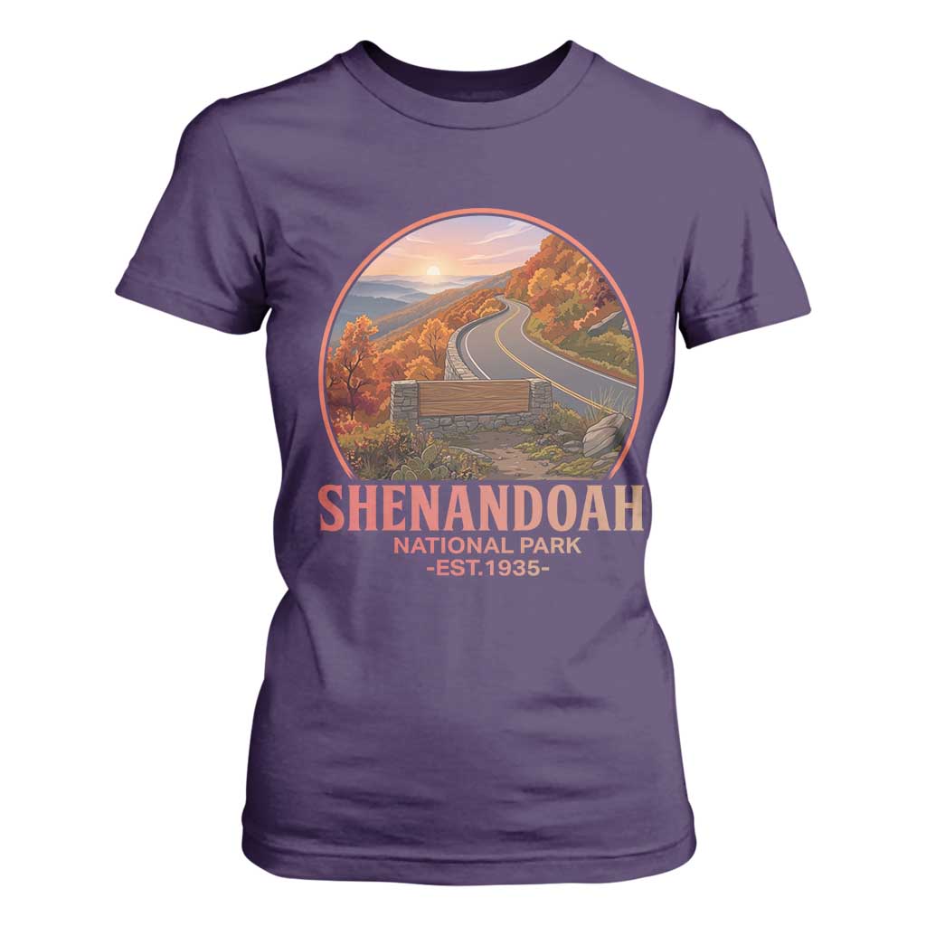 Shenandoah National Park T Shirt For Women Vintage Virginia Mountain Landscape TS14 Purple Print Your Wear