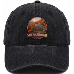 Shenandoah National Park Washed Cotton Baseball Cap Vintage Virginia Mountain Landscape TS14 Print Your Wear