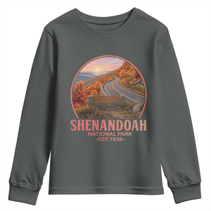Shenandoah National Park Youth Sweatshirt Vintage Virginia Mountain Landscape TS14 Dark Heather Print Your Wear