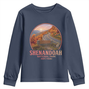 Shenandoah National Park Youth Sweatshirt Vintage Virginia Mountain Landscape TS14 Navy Print Your Wear