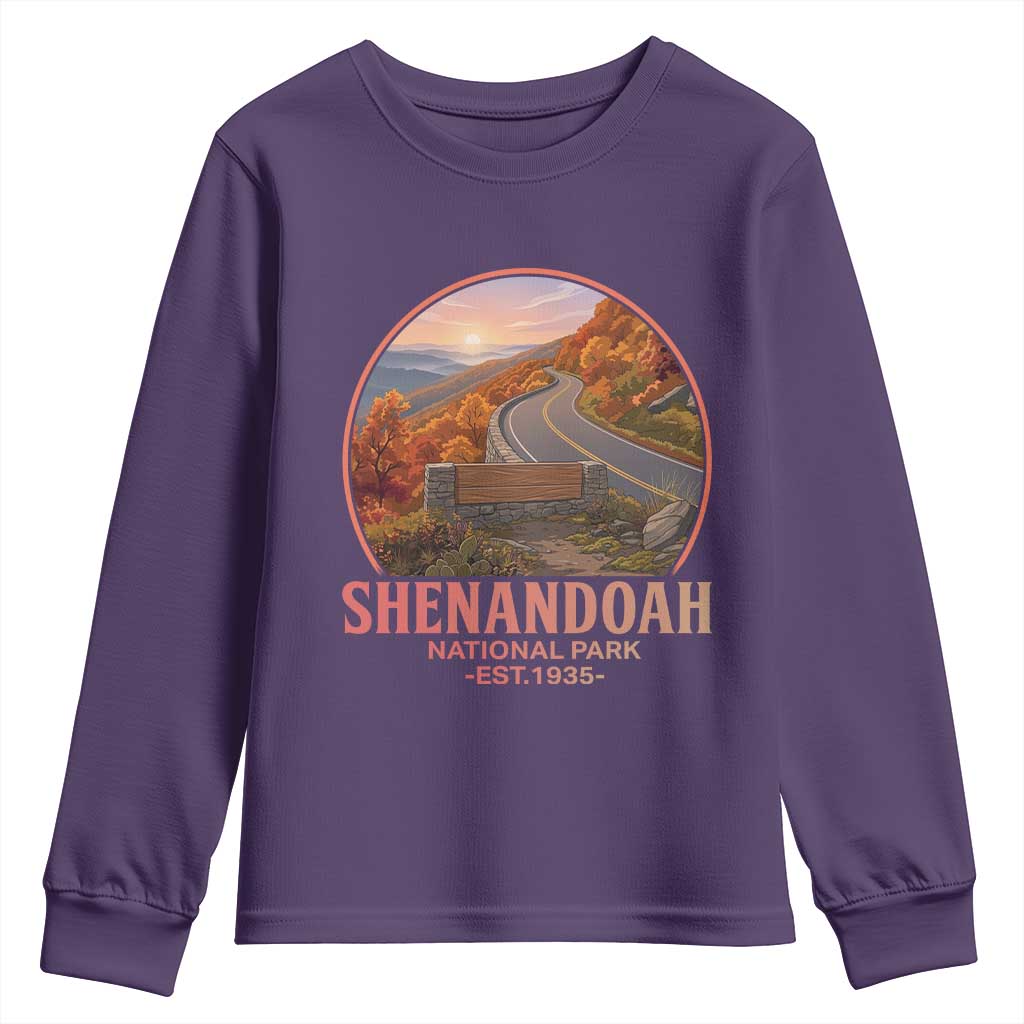 Shenandoah National Park Youth Sweatshirt Vintage Virginia Mountain Landscape TS14 Purple Print Your Wear