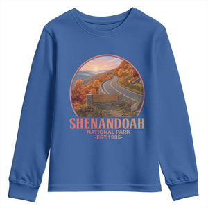 Shenandoah National Park Youth Sweatshirt Vintage Virginia Mountain Landscape TS14 Royal Blue Print Your Wear
