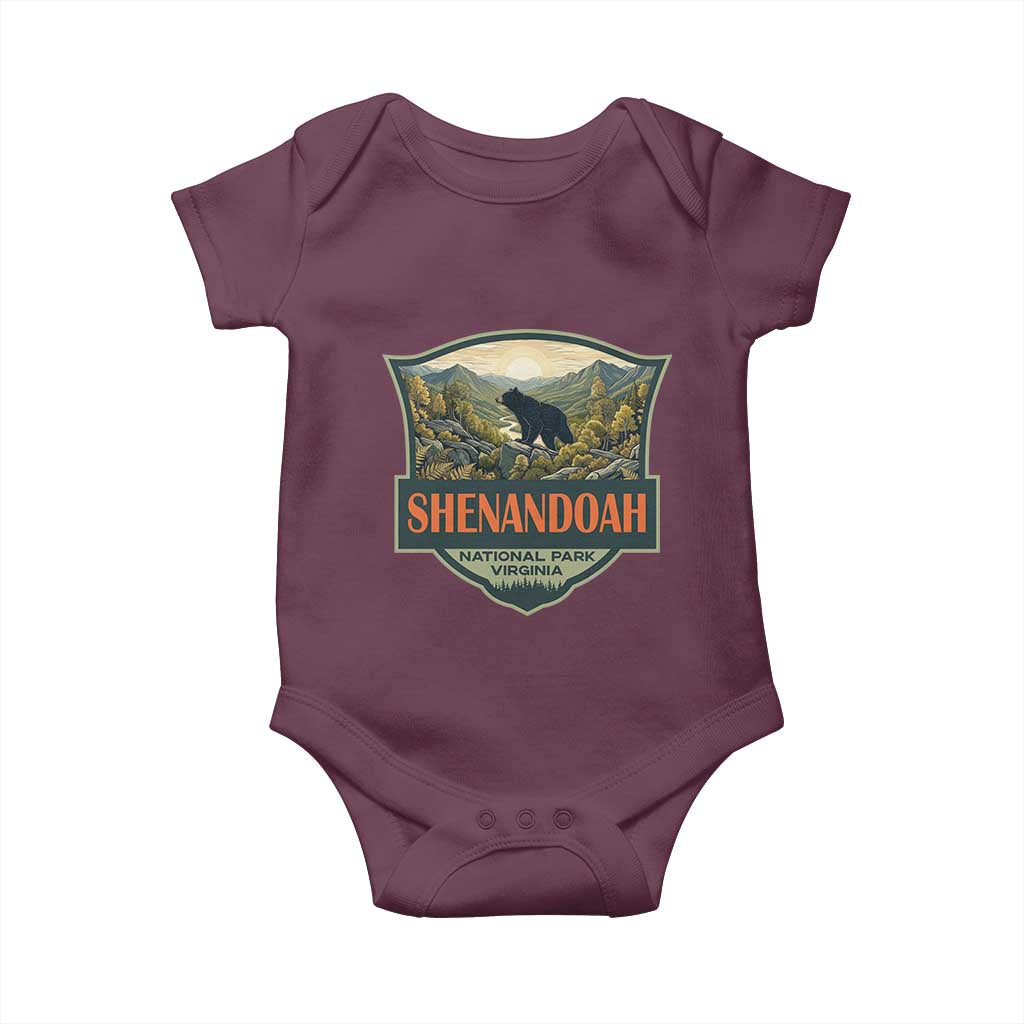 Shenandoah National Park Baby Onesie Virginia Black Bear Mountain TS14 Maroon Print Your Wear