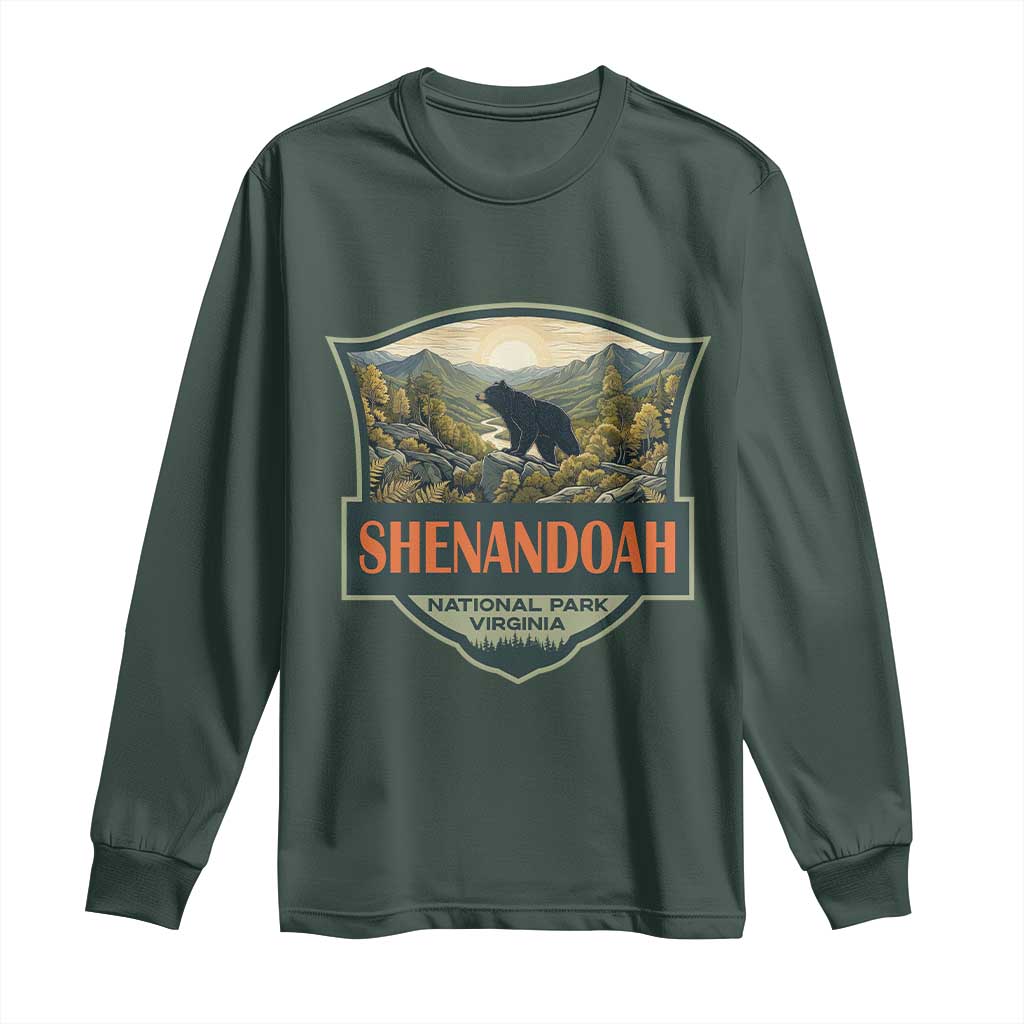 Shenandoah National Park Long Sleeve Shirt Virginia Black Bear Mountain TS14 Dark Forest Green Print Your Wear