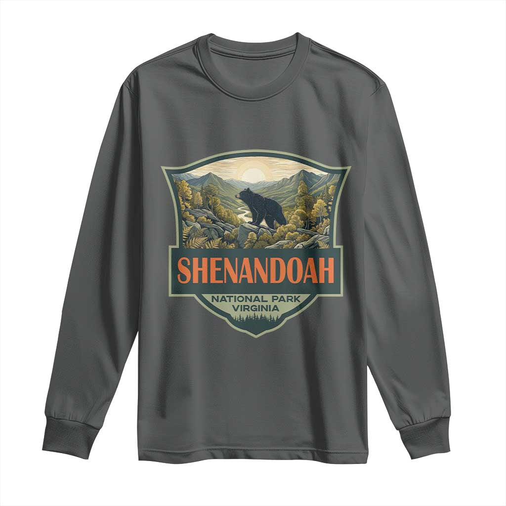 Shenandoah National Park Long Sleeve Shirt Virginia Black Bear Mountain TS14 Dark Heather Print Your Wear