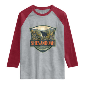 Shenandoah National Park Raglan Shirt Virginia Black Bear Mountain TS14 Heather Gray Heather Red Print Your Wear