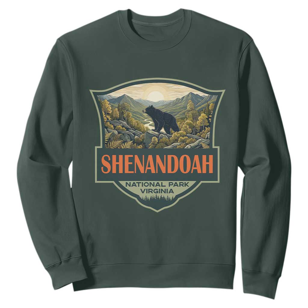 Shenandoah National Park Sweatshirt Virginia Black Bear Mountain TS14 Dark Forest Green Print Your Wear