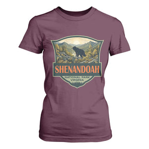 Shenandoah National Park T Shirt For Women Virginia Black Bear Mountain TS14 Maroon Print Your Wear