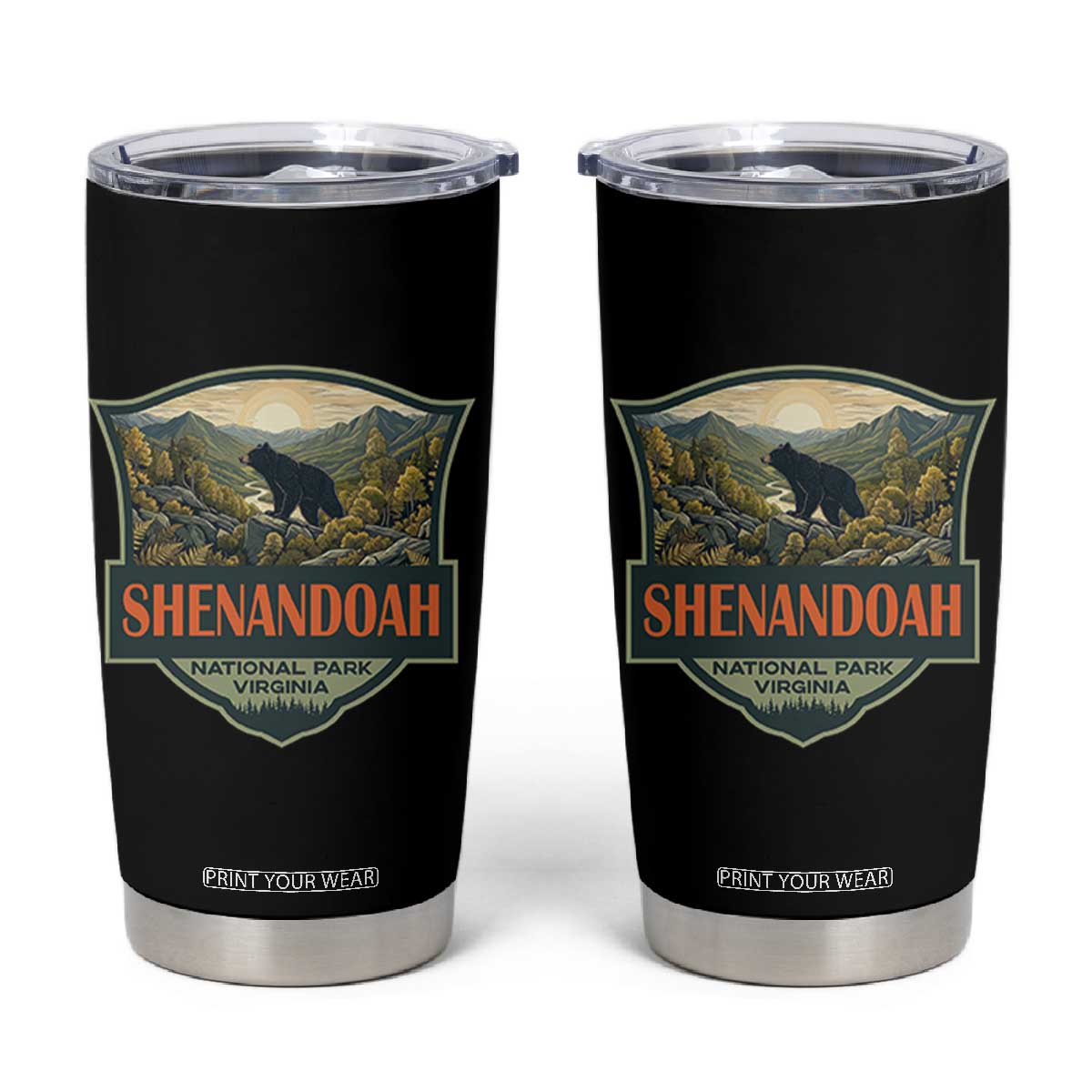 Shenandoah National Park Tumbler Cup Virginia Black Bear Mountain TS14 Black Print Your Wear