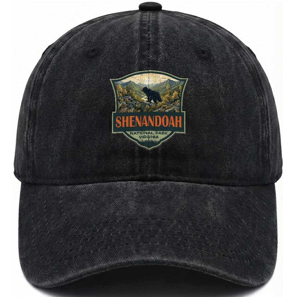 Shenandoah National Park Washed Cotton Baseball Cap Virginia Black Bear Mountain TS14 Print Your Wear