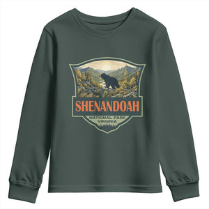 Shenandoah National Park Youth Sweatshirt Virginia Black Bear Mountain TS14 Dark Forest Green Print Your Wear