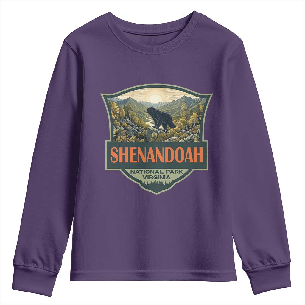 Shenandoah National Park Youth Sweatshirt Virginia Black Bear Mountain TS14 Purple Print Your Wear