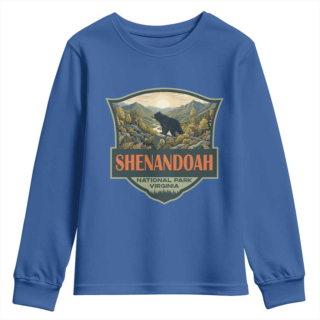 Shenandoah National Park Youth Sweatshirt Virginia Black Bear Mountain TS14 Royal Blue Print Your Wear