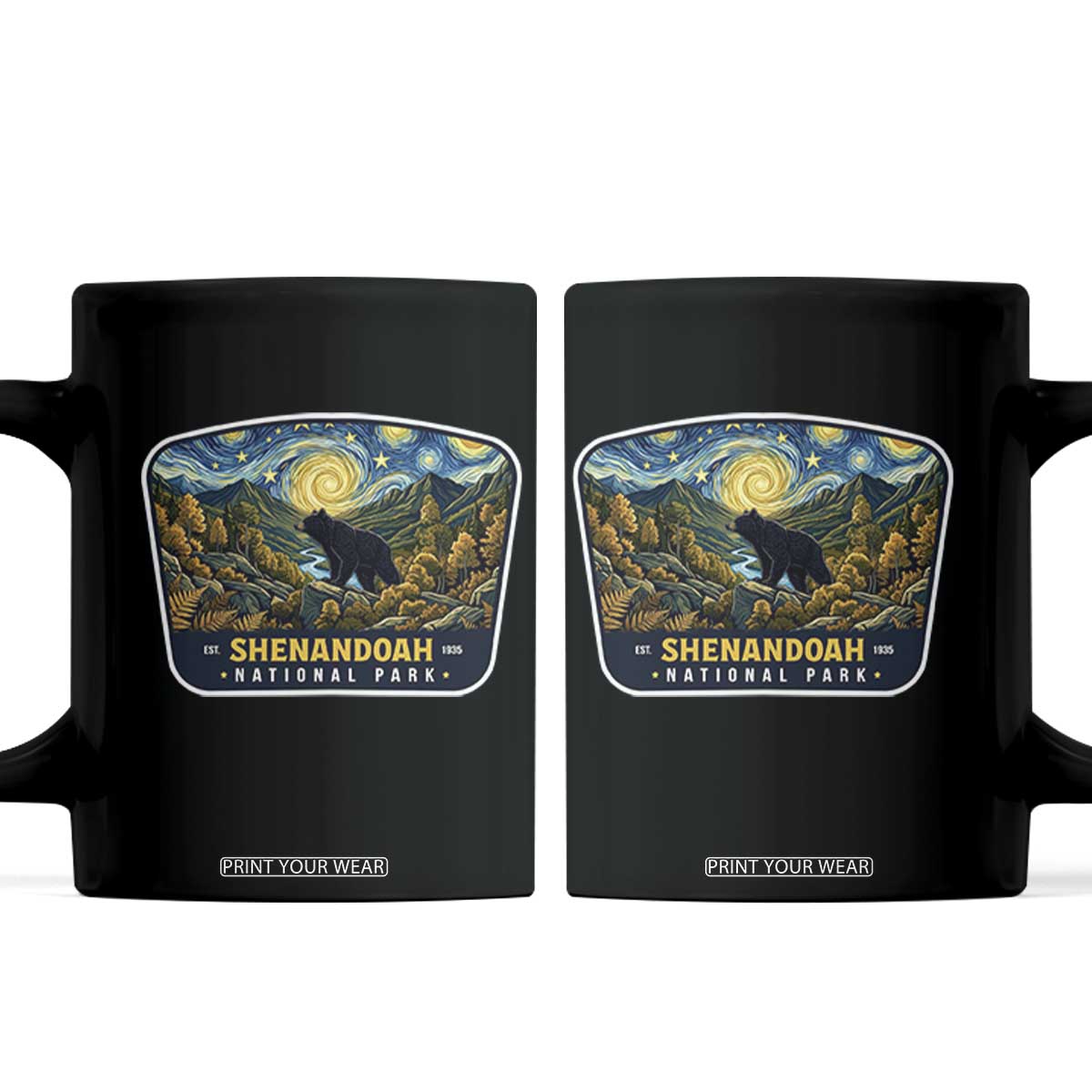 Shenandoah National Park Coffee Mug Starry Night Virginia Bear Mountain TS14 Black Print Your Wear