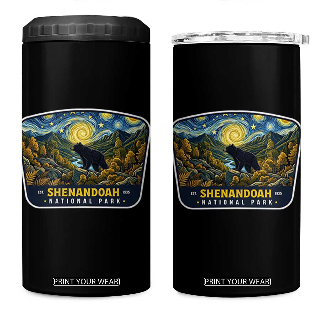 Shenandoah National Park 4 in 1 Can Cooler Tumbler Starry Night Virginia Bear Mountain TS14 One Size: 16 oz Black Print Your Wear