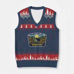 Shenandoah National Park V-Neck Knit Sweater Vest Starry Night Virginia Bear Mountain TS14 Navy Red Print Your Wear