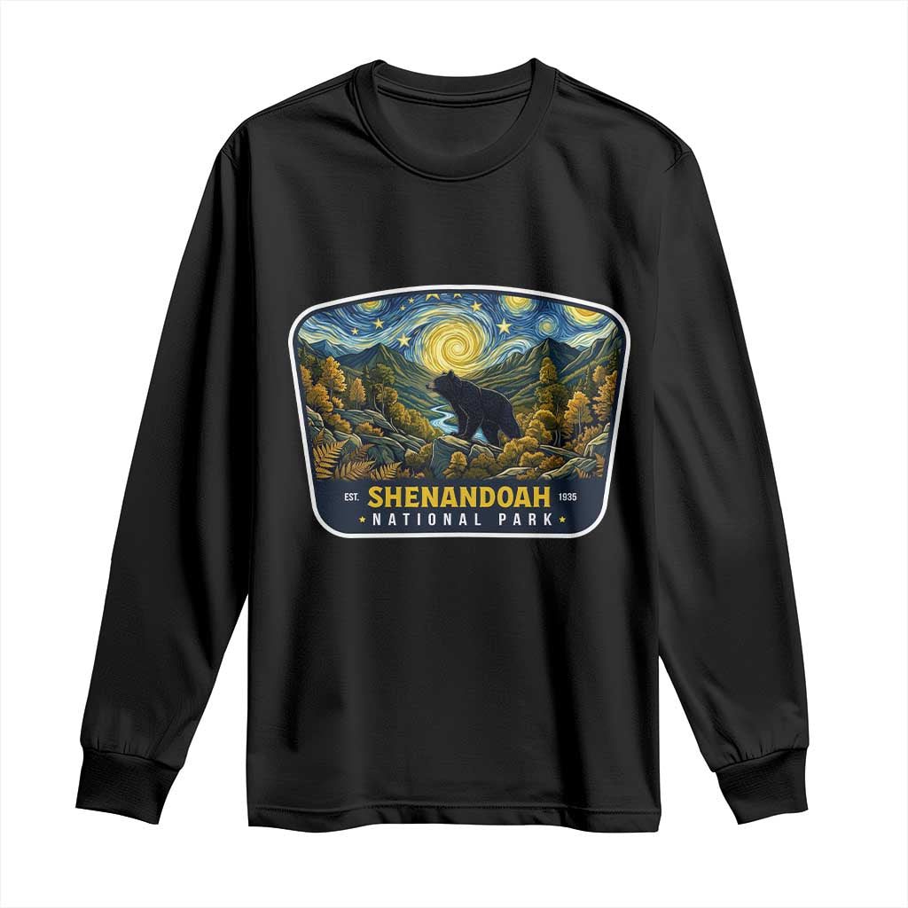 Shenandoah National Park Long Sleeve Shirt Starry Night Virginia Bear Mountain TS14 Black Print Your Wear