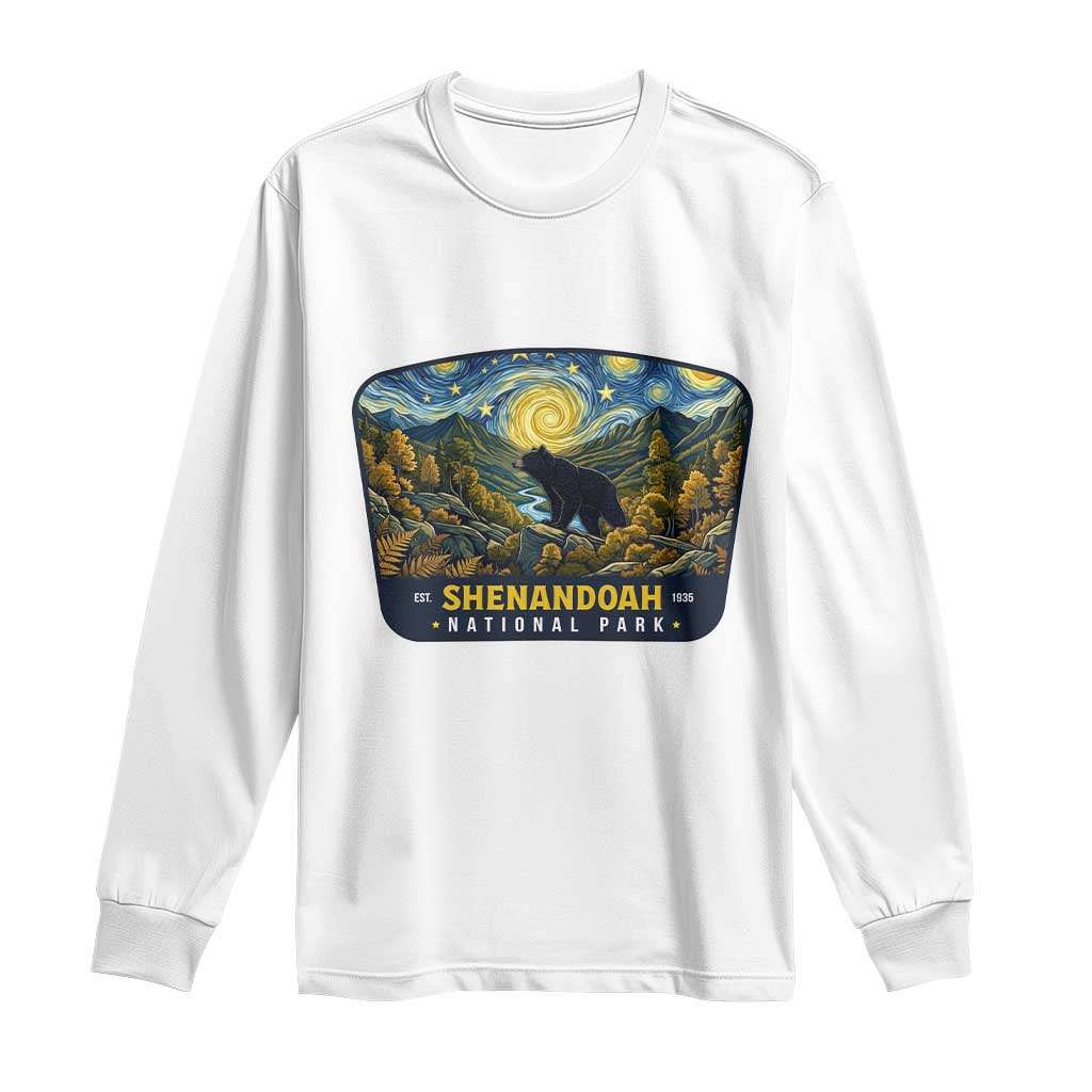 Shenandoah National Park Long Sleeve Shirt Starry Night Virginia Bear Mountain TS14 White Print Your Wear