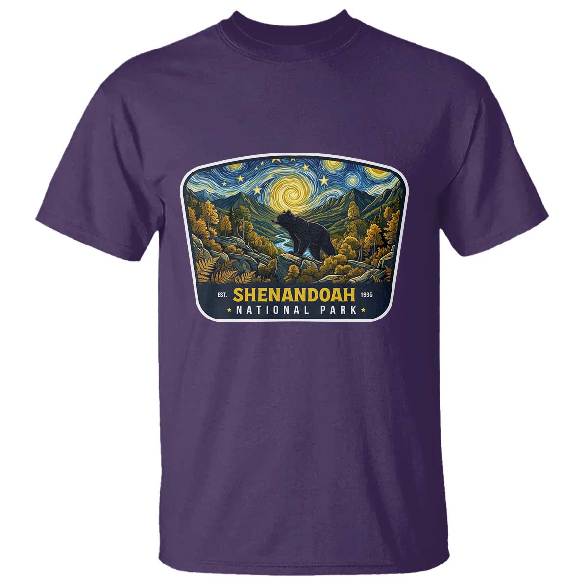 Shenandoah National Park T Shirt Starry Night Virginia Bear Mountain TS14 Purple Print Your Wear