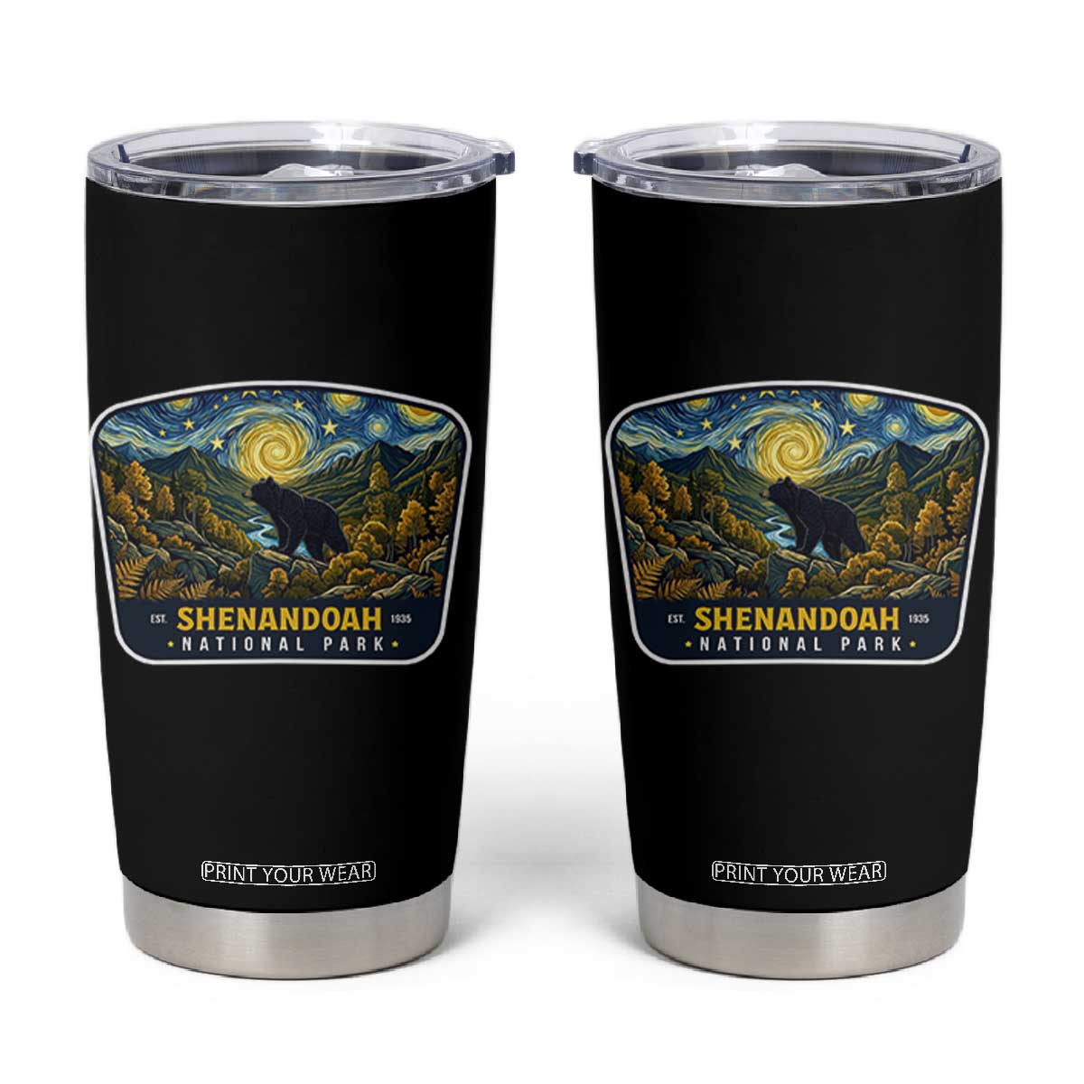 Shenandoah National Park Tumbler Cup Starry Night Virginia Bear Mountain TS14 Black Print Your Wear