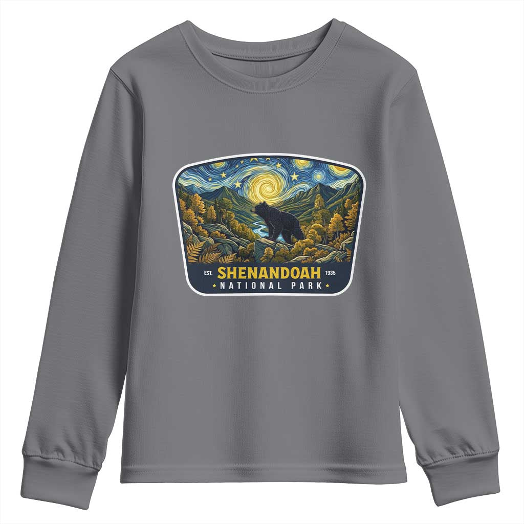 Shenandoah National Park Youth Sweatshirt Starry Night Virginia Bear Mountain TS14 Charcoal Print Your Wear
