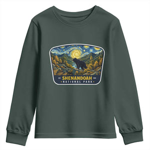 Shenandoah National Park Youth Sweatshirt Starry Night Virginia Bear Mountain TS14 Dark Forest Green Print Your Wear