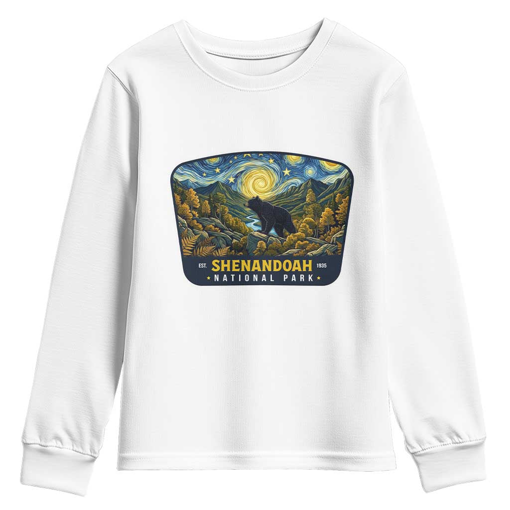 Shenandoah National Park Youth Sweatshirt Starry Night Virginia Bear Mountain TS14 White Print Your Wear