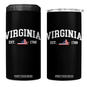 Virginia American Flag Map 4 in 1 Can Cooler Tumbler State Travel Souvenir TS14 One Size: 16 oz Black Print Your Wear