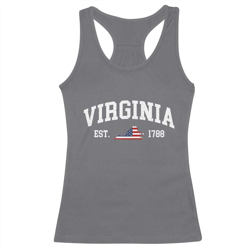 Virginia American Flag Map Racerback Tank Top State Travel Souvenir TS14 Charcoal Print Your Wear
