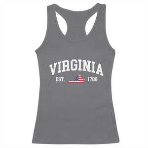 Virginia American Flag Map Racerback Tank Top State Travel Souvenir TS14 Charcoal Print Your Wear