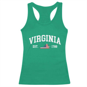 Virginia American Flag Map Racerback Tank Top State Travel Souvenir TS14 Irish Green Print Your Wear