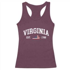 Virginia American Flag Map Racerback Tank Top State Travel Souvenir TS14 Maroon Print Your Wear