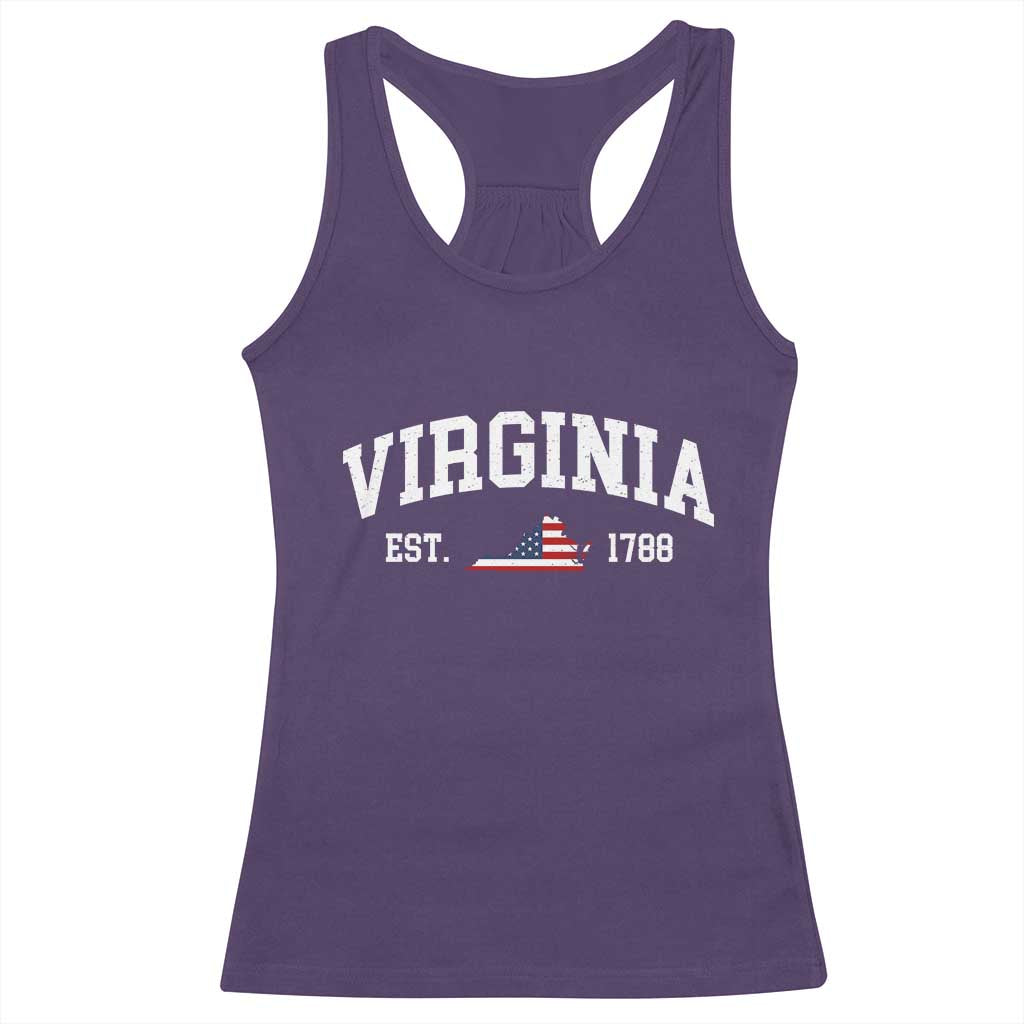 Virginia American Flag Map Racerback Tank Top State Travel Souvenir TS14 Purple Print Your Wear