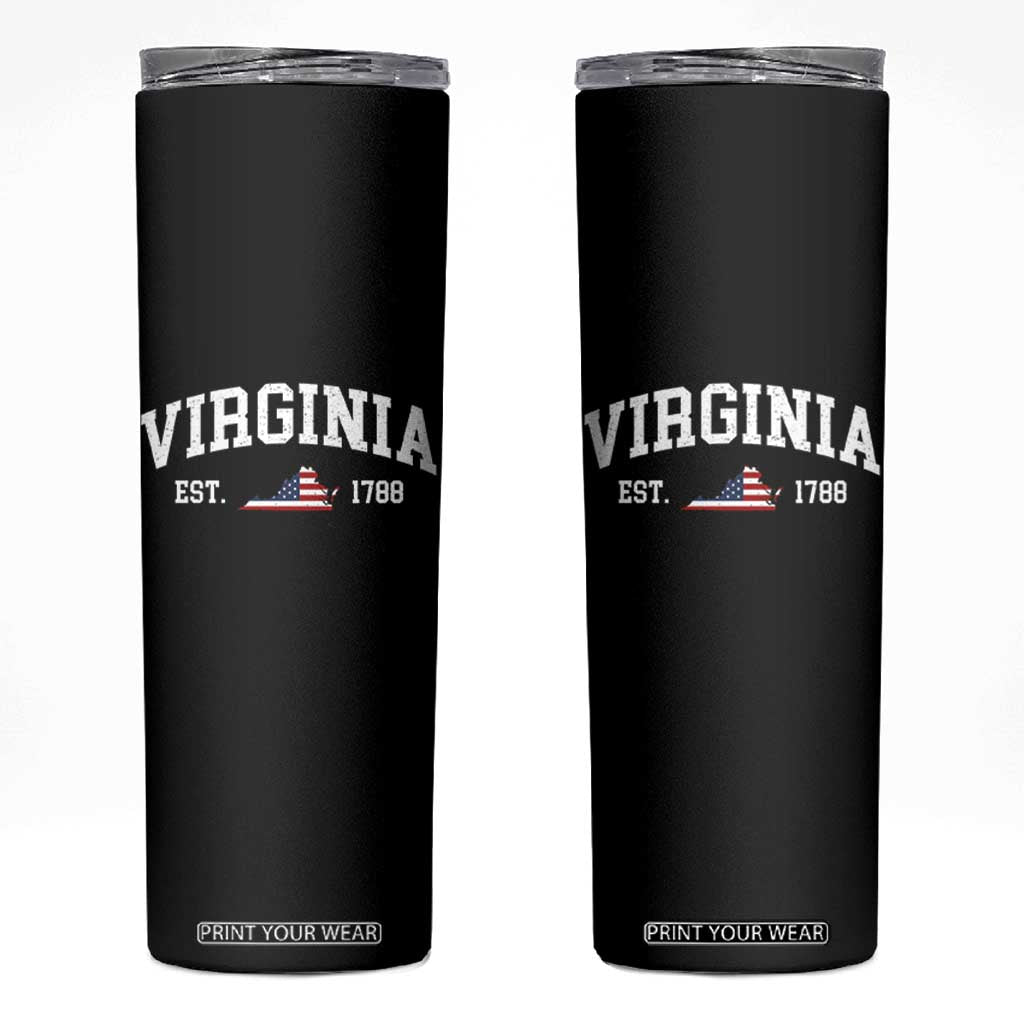 Virginia American Flag Map Skinny Tumbler State Travel Souvenir TS14 Black Print Your Wear