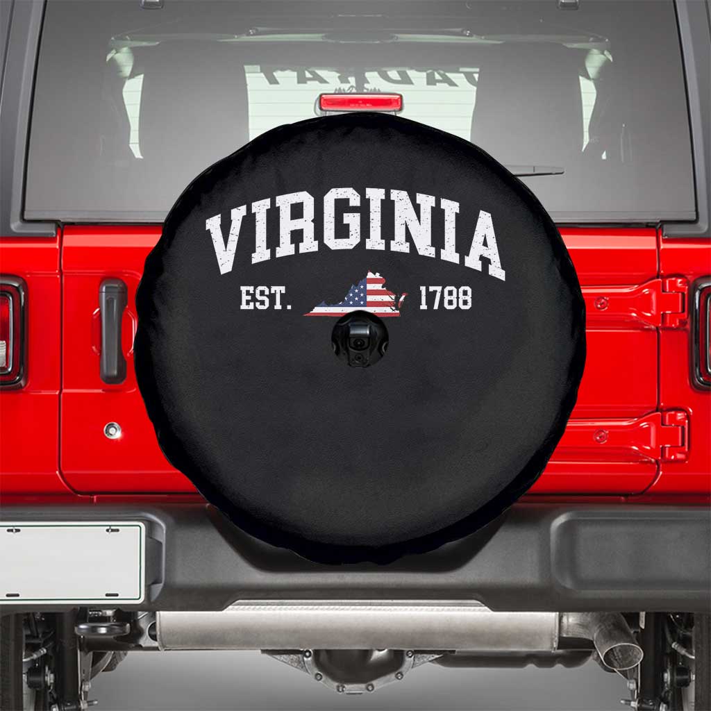 Virginia American Flag Map Spare Tire Cover State Travel Souvenir TS14 Black Print Your Wear