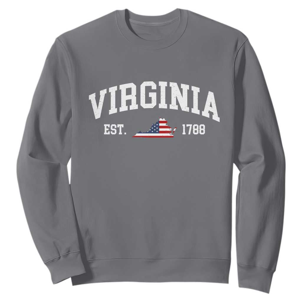 Virginia American Flag Map Sweatshirt State Travel Souvenir TS14 Charcoal Print Your Wear