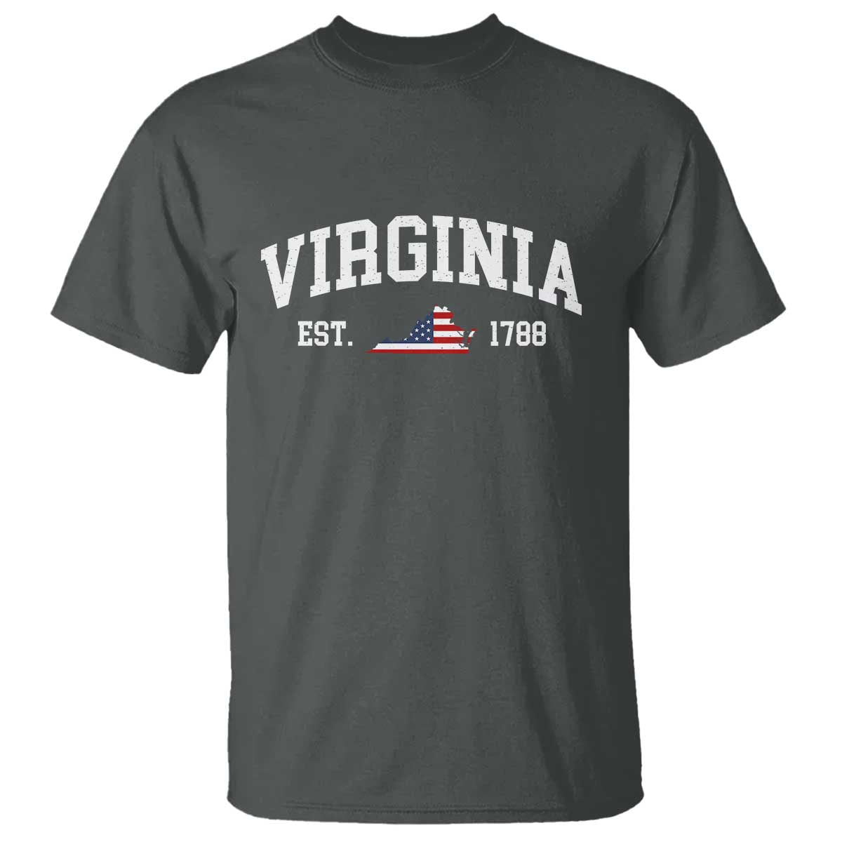 Virginia American Flag Map T Shirt State Travel Souvenir TS14 Dark Heather Print Your Wear