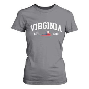 Virginia American Flag Map T Shirt For Women State Travel Souvenir TS14 Charcoal Print Your Wear